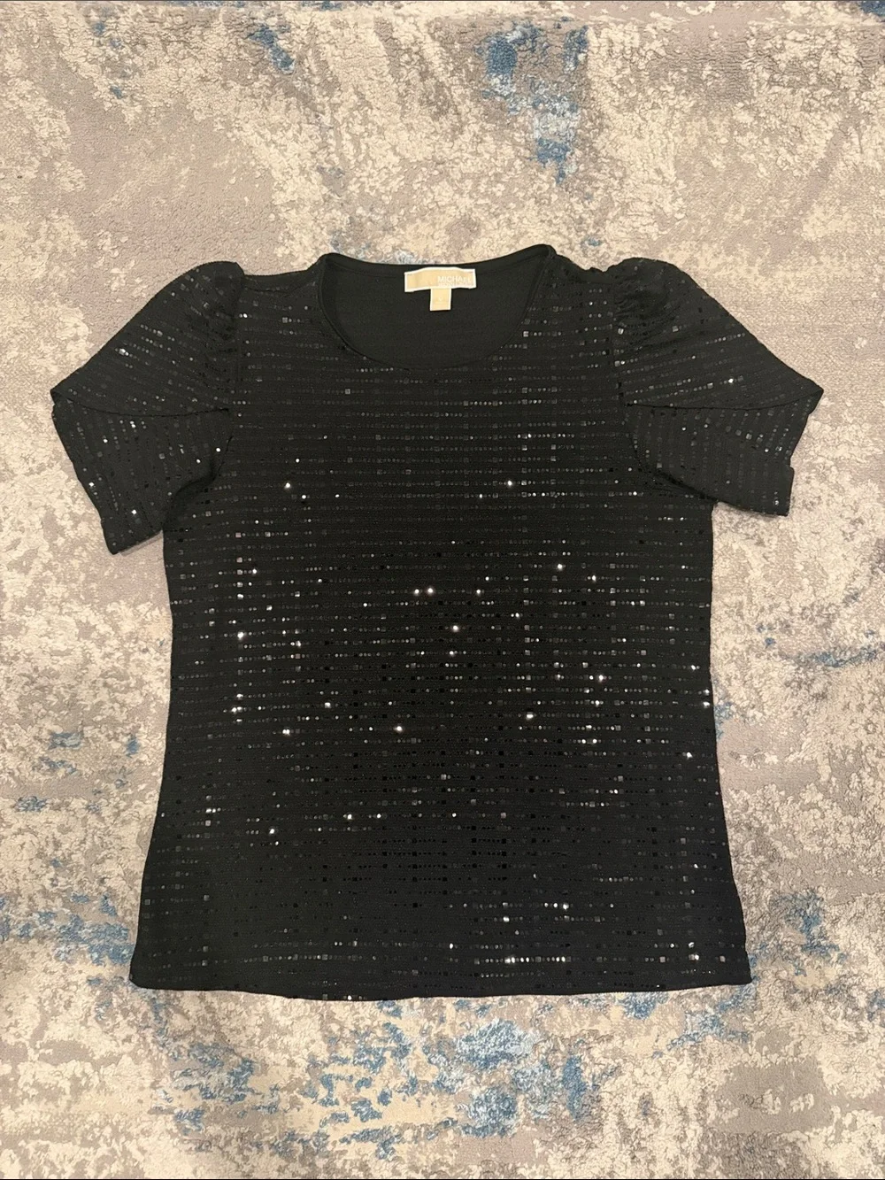 Michael Kors Black Short Sleeve Sequin Tee
